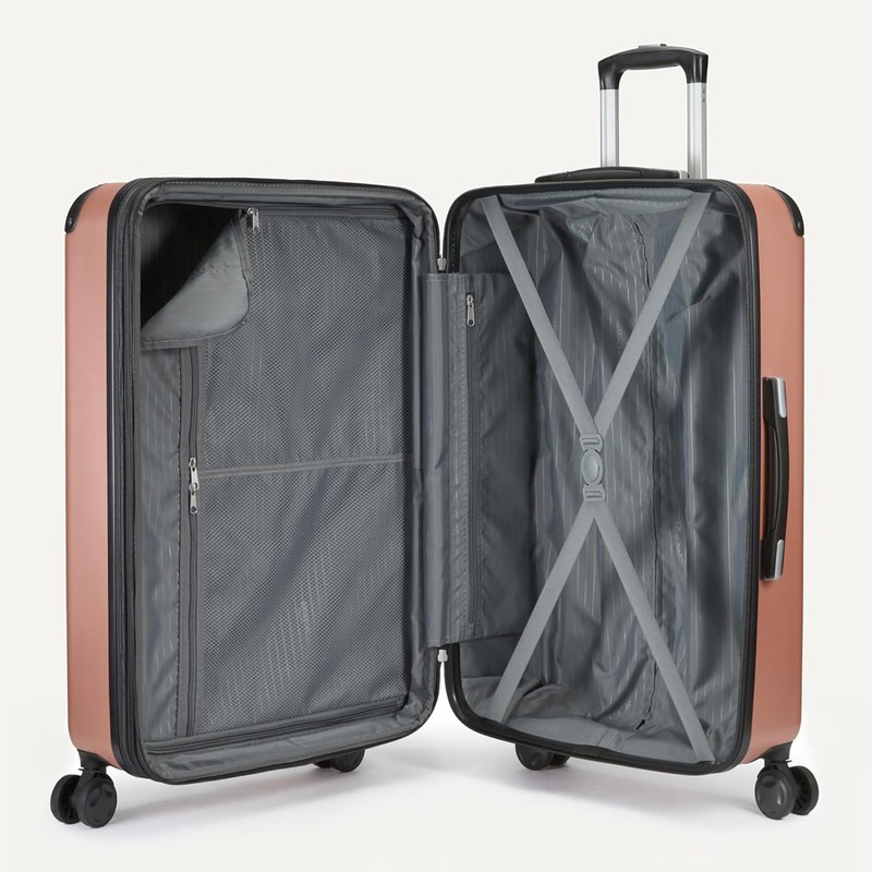 Amazon Basics 4-Piece Luggage Set, Two Hardside Suitcases, 28-22-15-10 Rose Gold gallery
