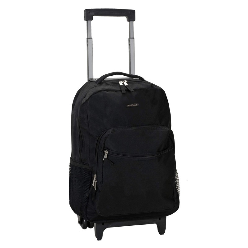 Rockland Double Handle Rolling Backpack Black 17-Inch