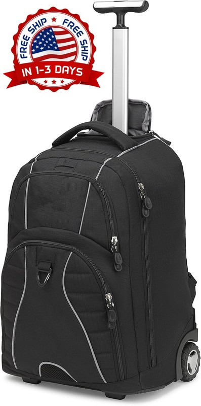 Mochila Negra Con Ruedas Calidad Para Viajar Y Escuela Escolar NUEVO US 2025