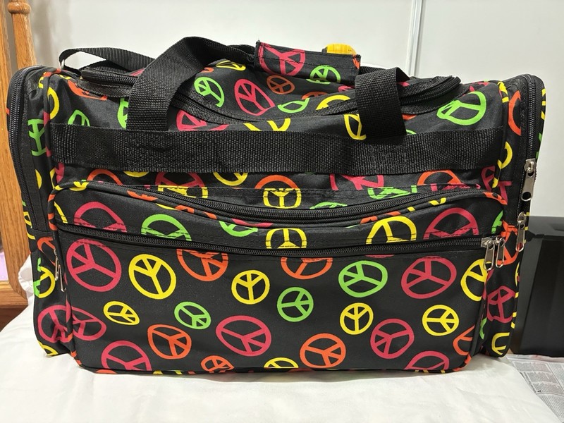 22” Colorful Peace Sign Lightweight Duffel/Travel/Gym Bag With Strap