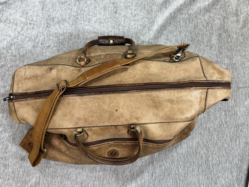Glaser Designs Brown 22" Leather Travel Duffel Bag Carry On Adjustable Strap Men gallery