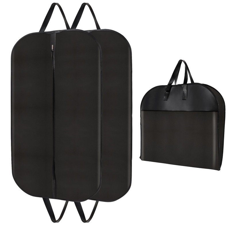 Garment Bags (2 Pack) – 40 Inch Premium PU Leather & Fabric Hanging Clothes S…