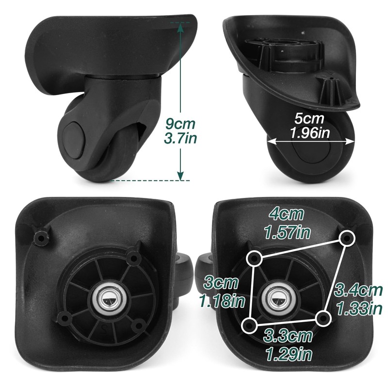 2-Pcs Luggage Wheels Replacement Plastic Luggage Suitcase Swivel Caster Wheel... gallery