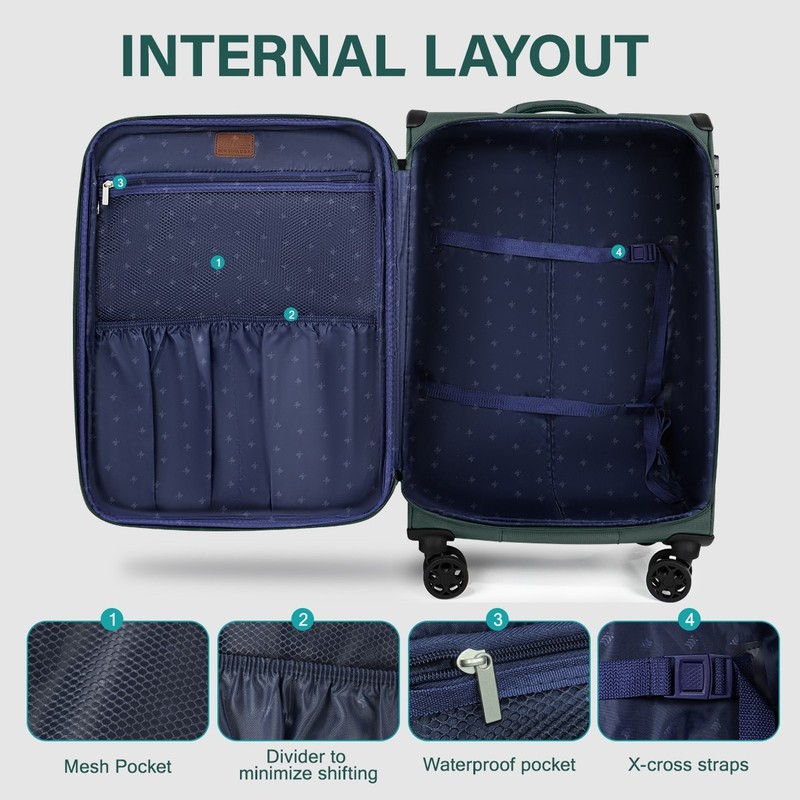 Expandable Soft Shell Suitcase with TSA Lock Durable Lightweight Travel Case gallery