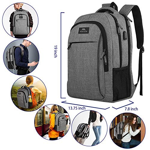 Laptop Backpack, TSA Large Backpack for Travel and Business 17 Inch Light Gray gallery