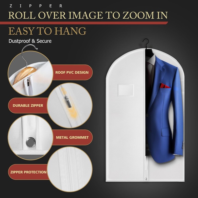 Versatile 40-Inch Zippered Suit Bag with Breathable Fabric for Travel & Storage gallery