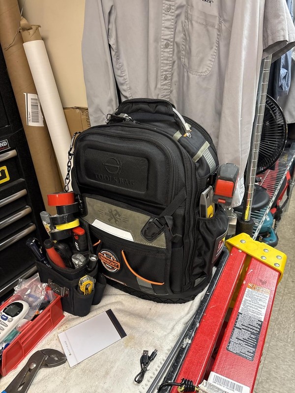 Tool Backpack Bag, HVAC Heavy Duty Construction Tools Backpack for Men, 1680D... gallery