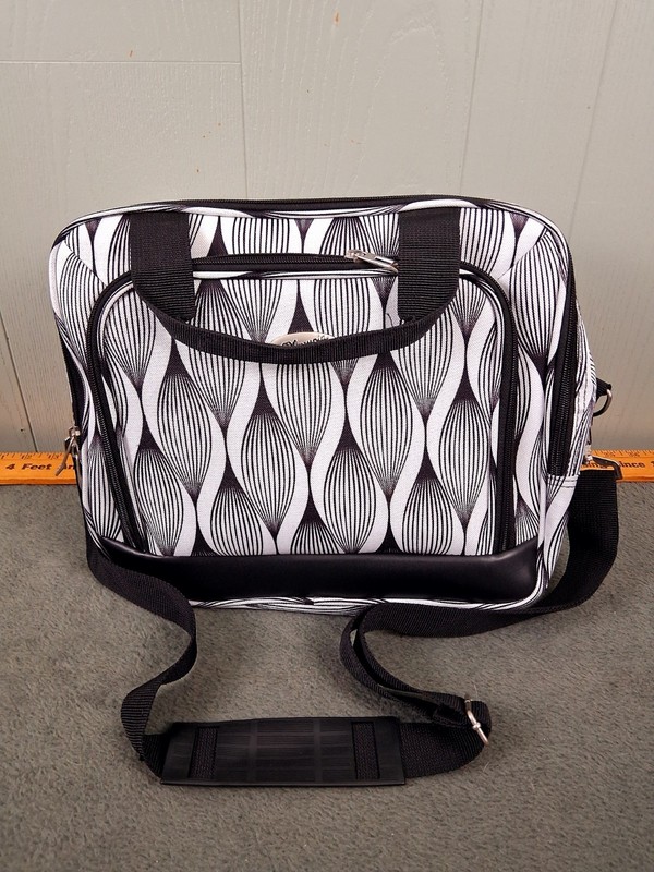 Olympia USA Luggage Travel Bag Black & White Mod Design 11X13X6 Strap Carry On