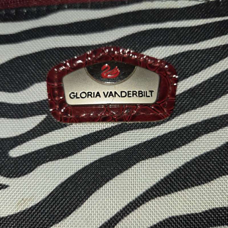 Gloria Vanderbilt. Zebra Print Carry-on Overnight Bag Telescoping Handle Wheels gallery