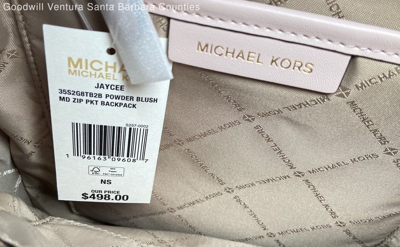 Michael Kors Jaycee Medium Logo Backpack in Brown and Powder Blush gallery