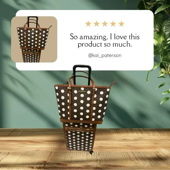 Michael Kors Small Trolley Travel Suitcase+Tote Bag Combo Set Polka Dot Luggage gallery