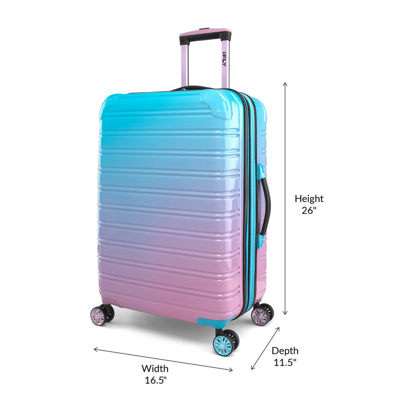 iFLY Fibertech 24" Medium Checked Suitcase – Hardside Expandable, Cotton Candy gallery