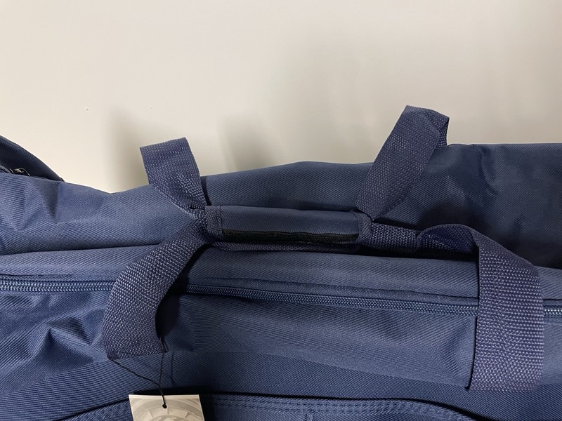 First Class Blue Rolling Duffle Bag Polyester Telescopic Handle Wheels 26" gallery