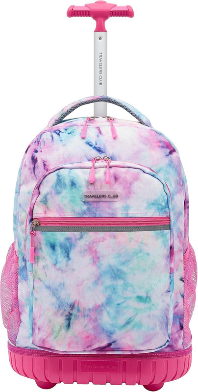 18″ Rolling Backpack with Shoulder Straps, Tye Dye