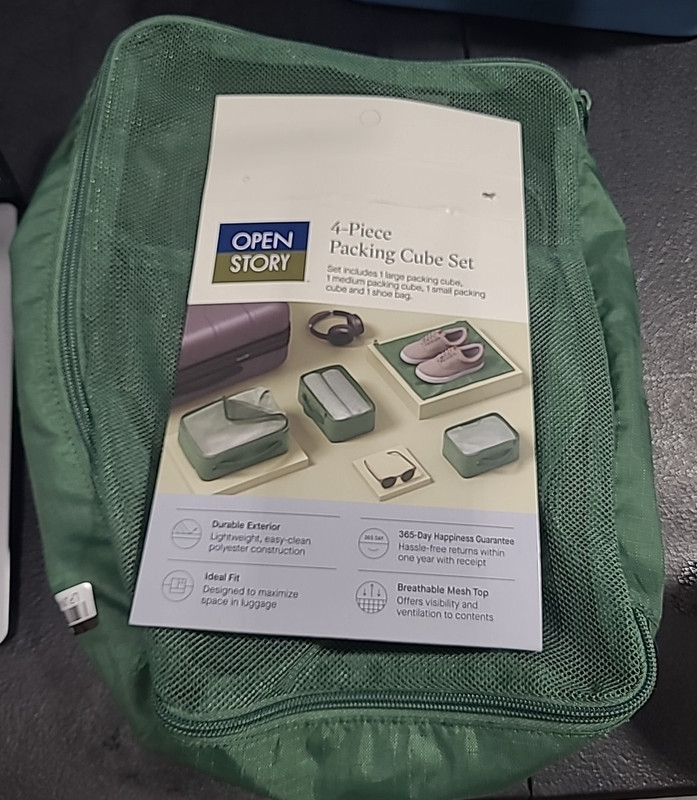 OPEN STORY 4 PC PACKING CUBE SET – GREEN *500