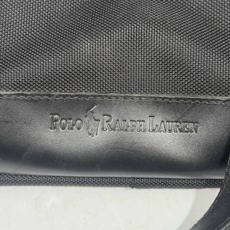 Polo Ralph Lauren Black Canvas Fabric Leather Messenger Bag Carry On Luggage Vtg gallery