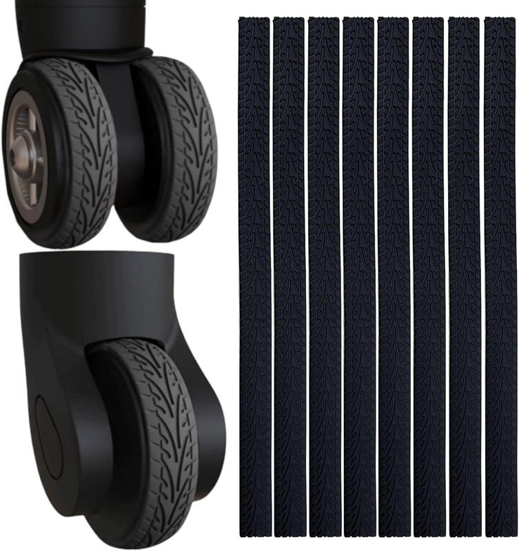 Luggage Wheel Covers Protector 8 Pcs Silent Noise Black