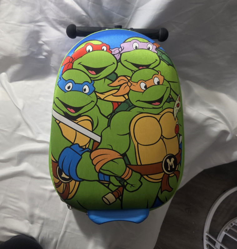 Nickelodeon TMNT Kids Hardcase Rolling Ride-On Suitcase Pull Handle Blue/Green