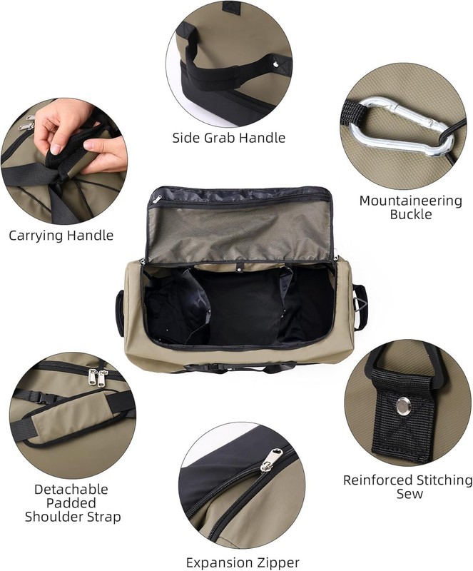 Rolling Duffle Bag Expandable Soft-Sided 110L/140L 32” 2 Rubber Wheels Green gallery