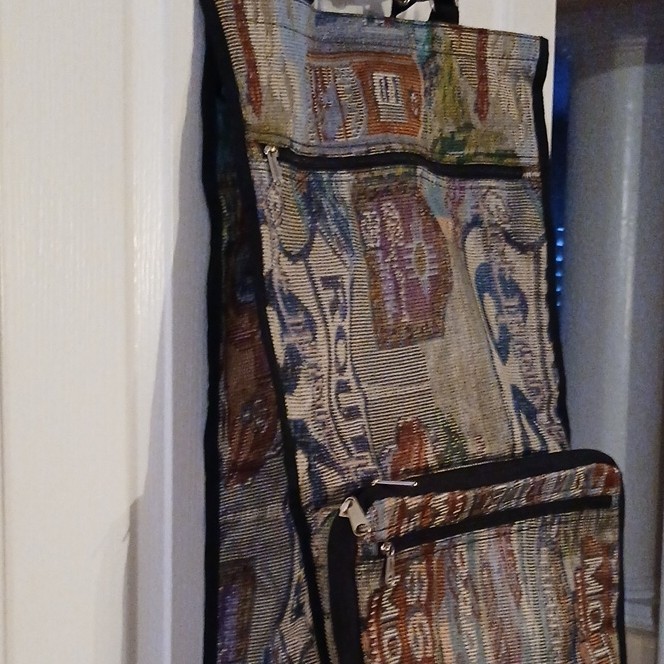 Multicolor Abstract Rolling Tote Nylon Travel Bag with Zippered Compartments gallery