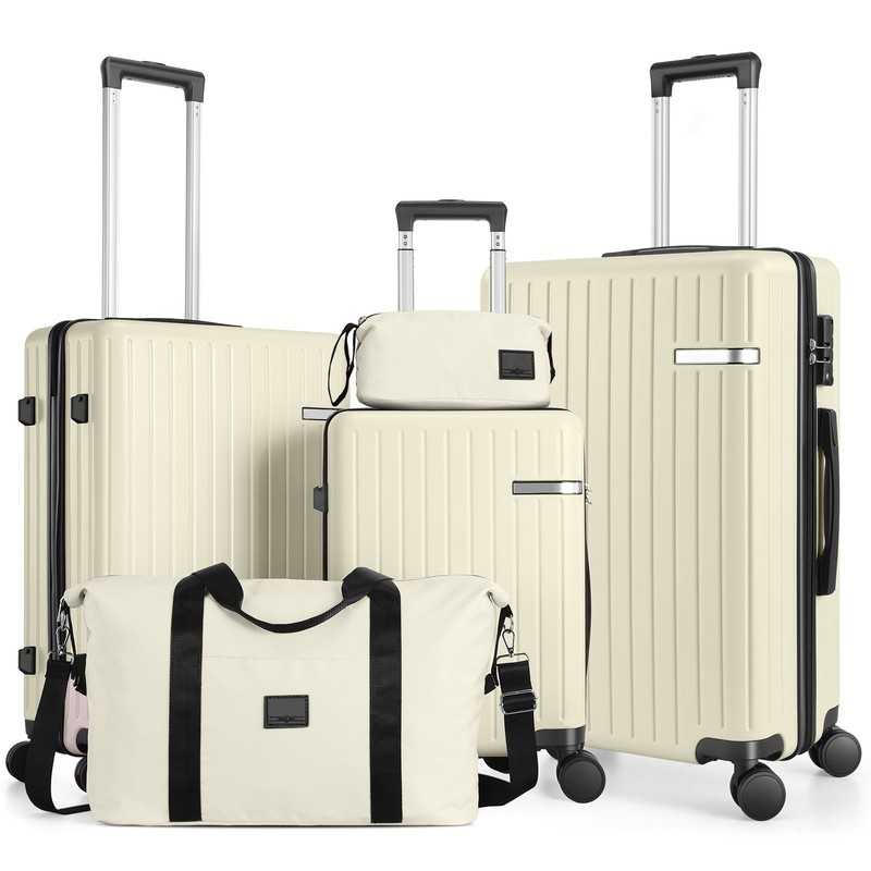 3/5 Piece Luggage Set ABS+PC Hardshell Carry on Suitcase w/Spinner Wheels + TSA