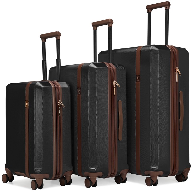ELLE Luxe Journey 3 Piece Expandable Retro Spinner Luggage Set