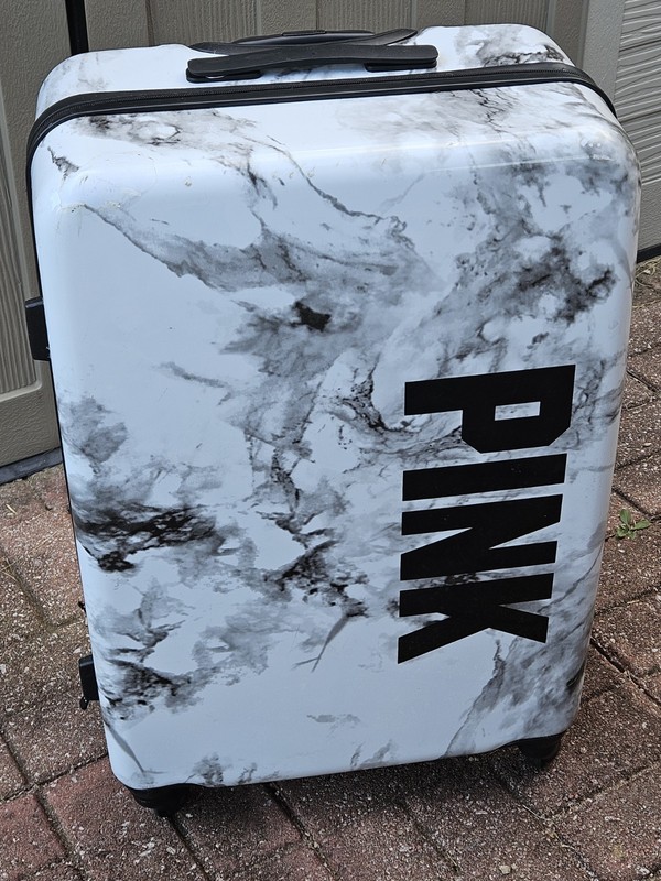 Victoria’s Secret Pink Hard Case Gray Marble Spinner Luggage Suitcase