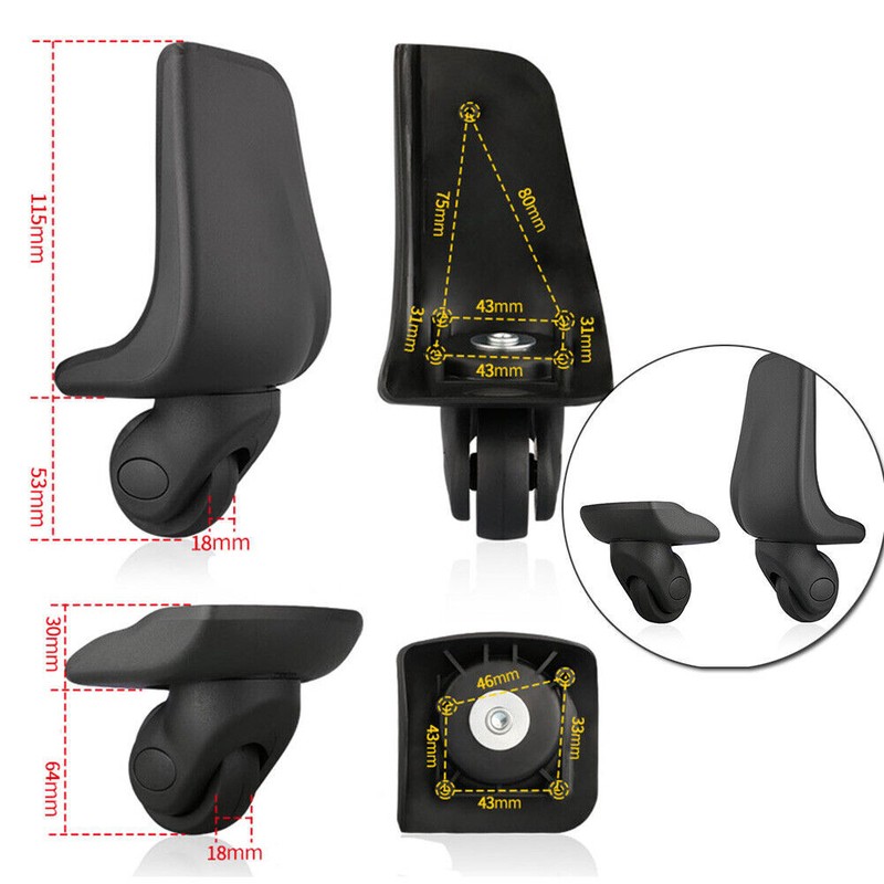 2X Rear Wheels Replacement Luggage/Suitcase Spare Swivel Wheel 360° Spinner W001