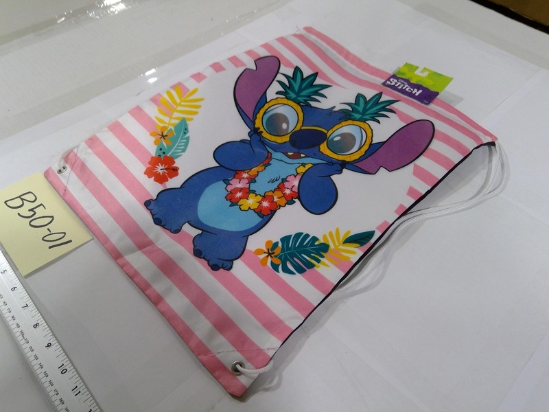Disney Stitch Pink 18" Drawstring Backpack Soft Case Girls School Gym Bag gallery