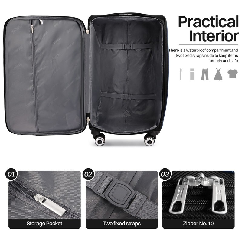 Softside Luggage Set Lightweight Expandable Luggage For Extra Capacity gallery