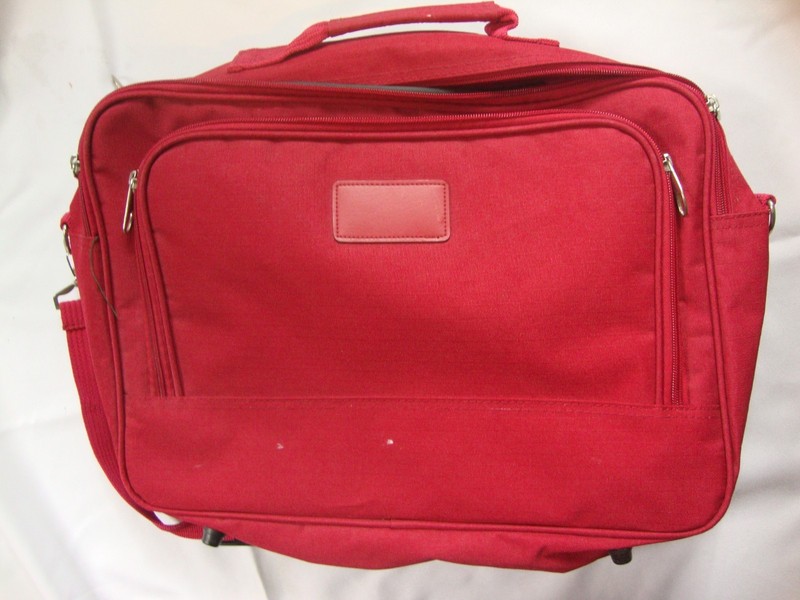Unbranded Red Carry On Suitcase With Name Tags Included Two Pockets Zipper Strap