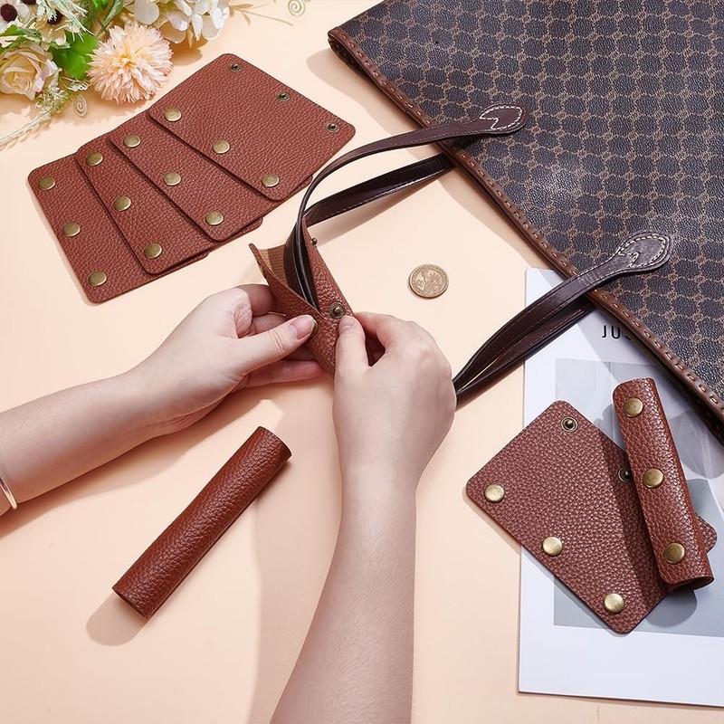 8Pcs Handbag Handle Leather Wrap Covers Luggage Handle Wrap Protectors Purse ... gallery