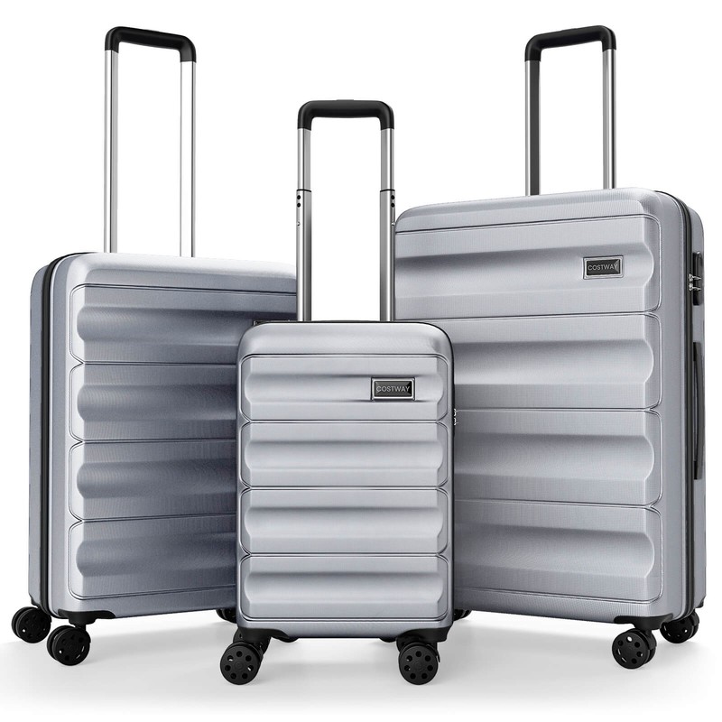 3PCS Hardside Luggage Set (20/24/28 Inch) w/ 8-Spinner Wheels, 3-Digital Lock