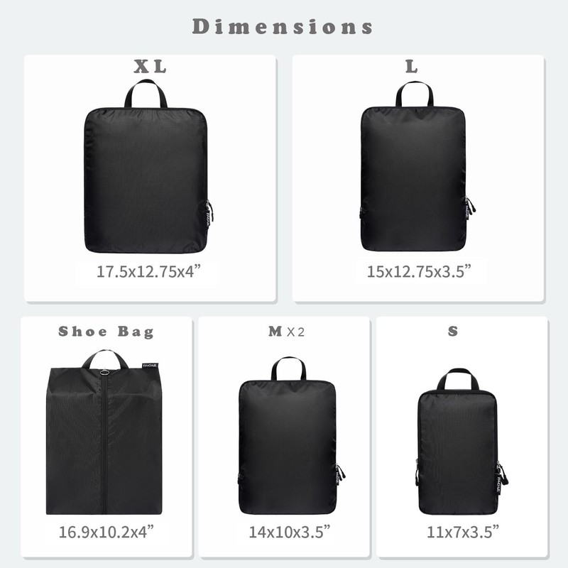 BAGAIL 6 Set Ultralight Compression Packing Cubes for Travel Luggage Suitcase gallery