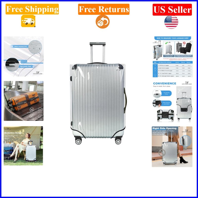 Clear PVC Suitcase Cover for 22″ Travel Luggage, S/M Size, Waterproof