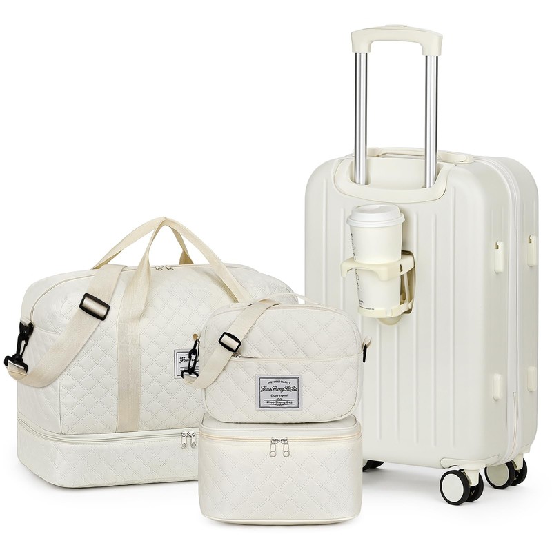 Luggage Sets for Women Men 4 Piece – Carry on Hardside Suitcase 20inch with U…