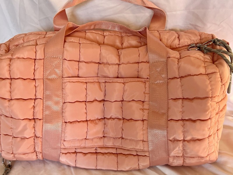 Quilted Duffle Bag Light Pink “Ballet” Weekender Gym Travel Crossbody Strap NWT