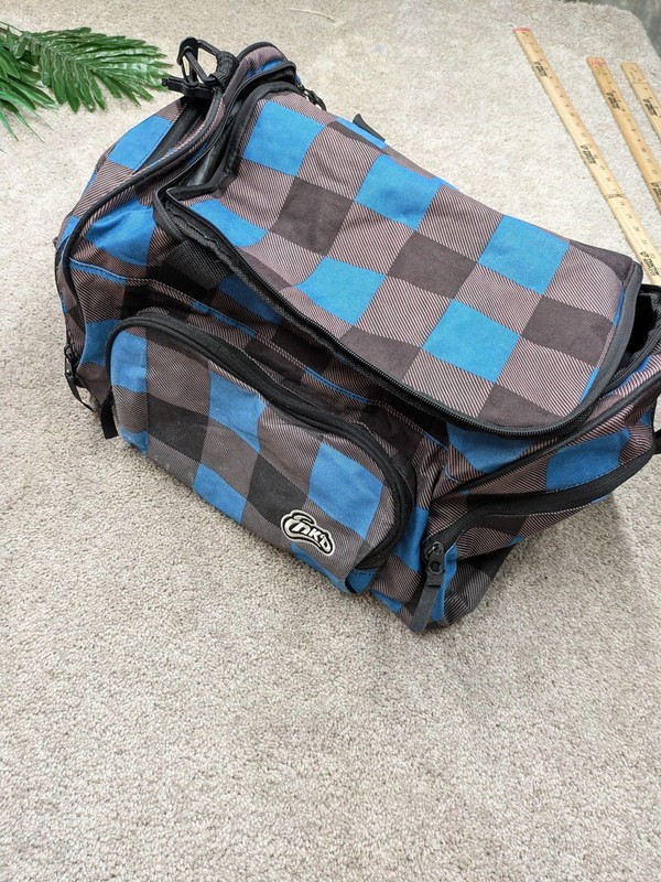 Skullcandy Blue Checked Duffel Bag Soft Case Shoe Compartment Travel Gym Straps