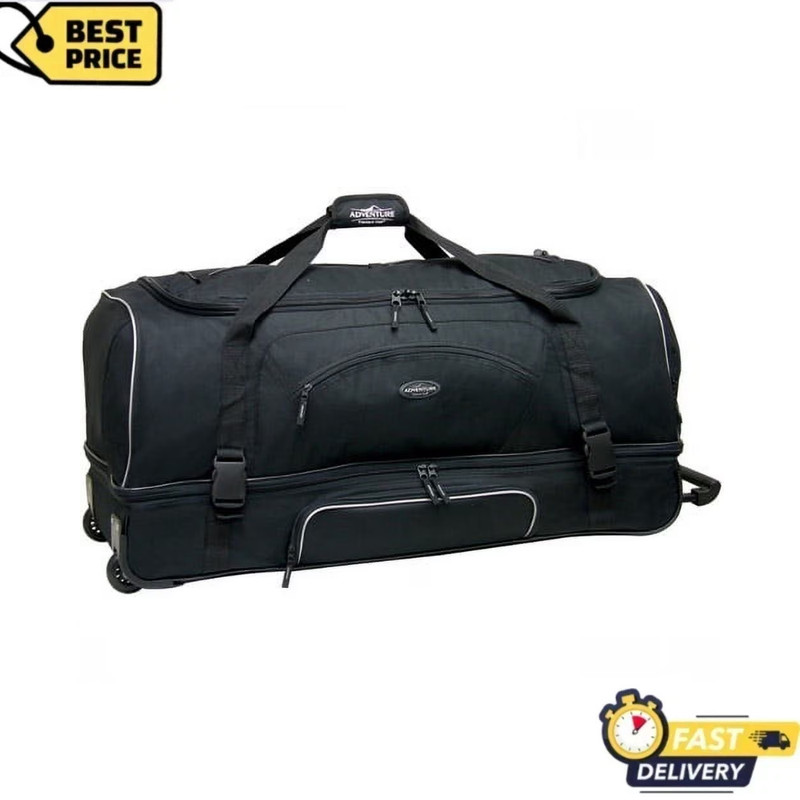 Large 36″ Drop-Bottom Rolling Duffel with Telescopic Handle – Black, Best Price