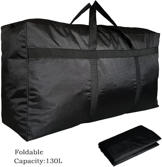 Extra Large Storage Duffle Bag with Zippers and Handles, Black Big Foldable gallery