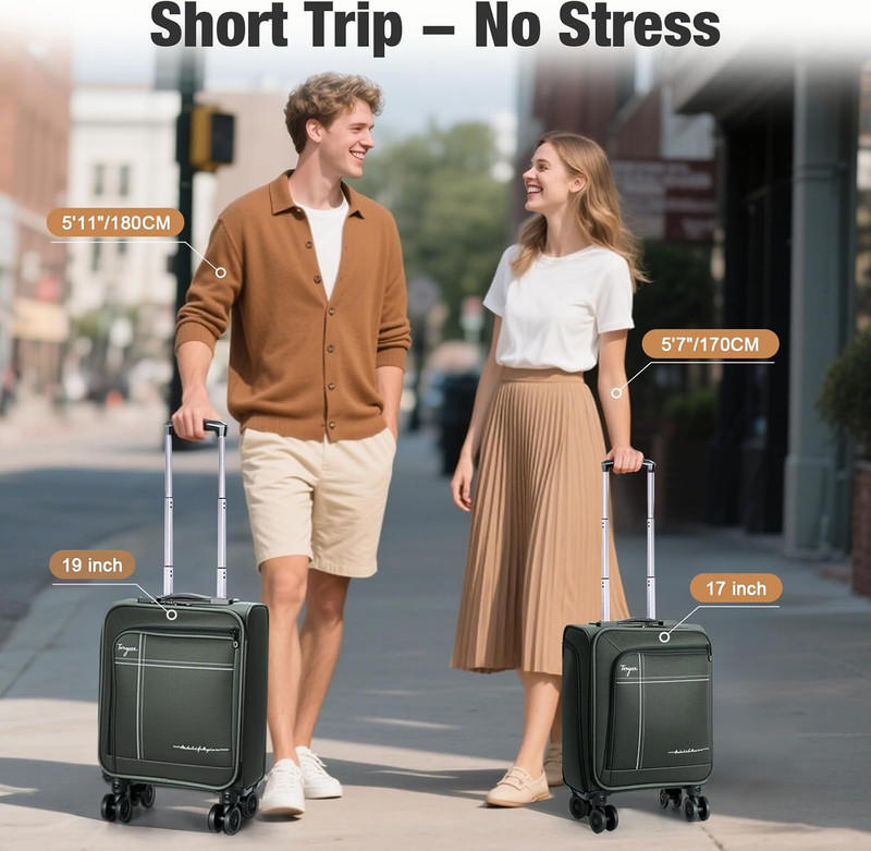 17" Green Softside Underseat Luggage with Removable Spinner Wheels gallery