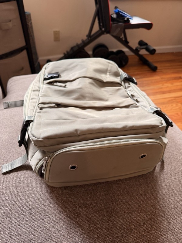 GrayGreenNylon TravelBackpack Adjustable Straps Multi-Compartment Zipper Closure gallery