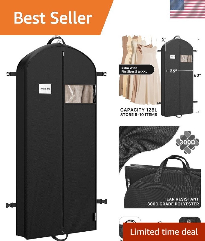 Travel Garment Bag – Black, 60-inch, Polyester