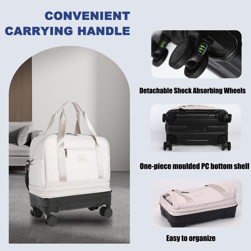 Expandable Rolling Duffle Bag with Detachable Wheels, Collapsible Travel Luggage gallery