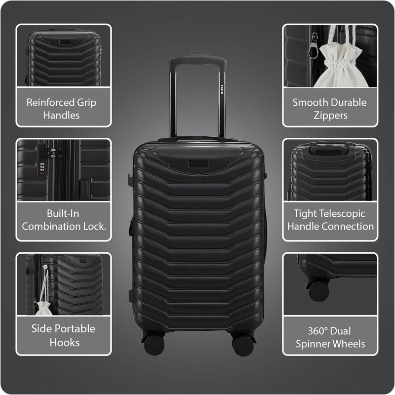IZOD Phantom Lightweight Expandable ABS 3 Piece Luggage Set - 20", 24", and 28" gallery