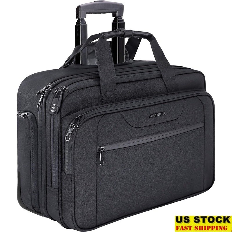 Rolling Laptop Bag Telescoping Handle Multi-Compartment Travel Friendly Design