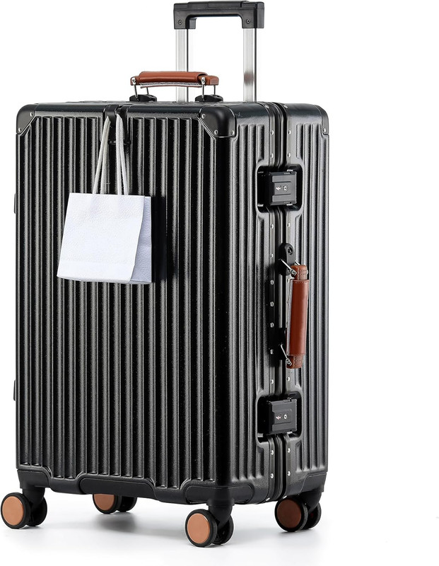 20in Carry On Luggage TSA Lock Spinner Wheels Zipperless Suitcase Black