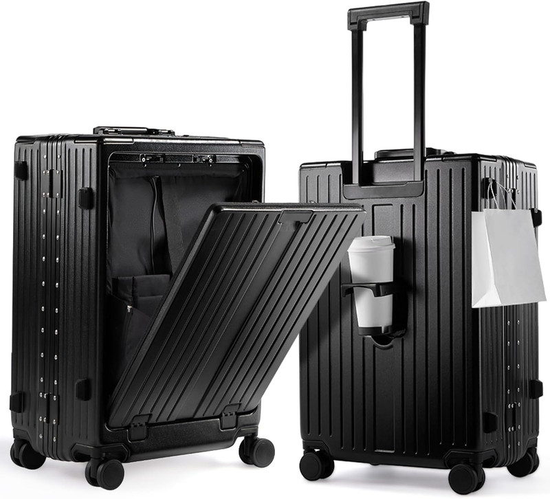 20″ Zipperless TSA Approved Carry-On Luggage with Spinner Wheels – Black