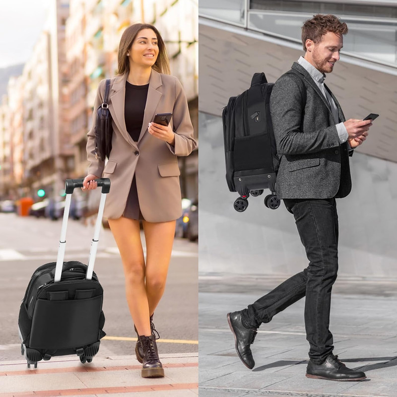 360° Rotating Water Resistant Rolling Backpack with 4 Removable Wheels for Adult gallery