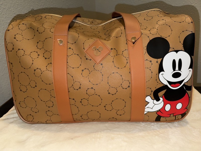 Rolling Duffle Weekender Bioworld Disney Mickey Mouse Travel Bag Brown